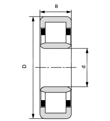 Підшипник NU 212 E (ГОСТ: 32212), СХ (Польща), 60х110х22 мм, роликовий циліндричний за 407 грн